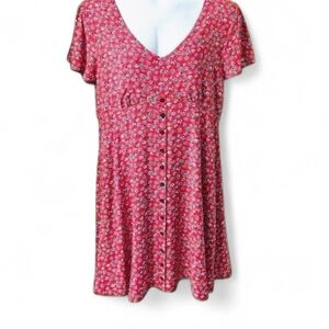 MASON & BELLE XXL  bright red & blue flowy floral short sleeve midi dress